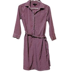 Banana Republic Red and Blue Geometric Dress 3/4 Length Sleeves SZ 14